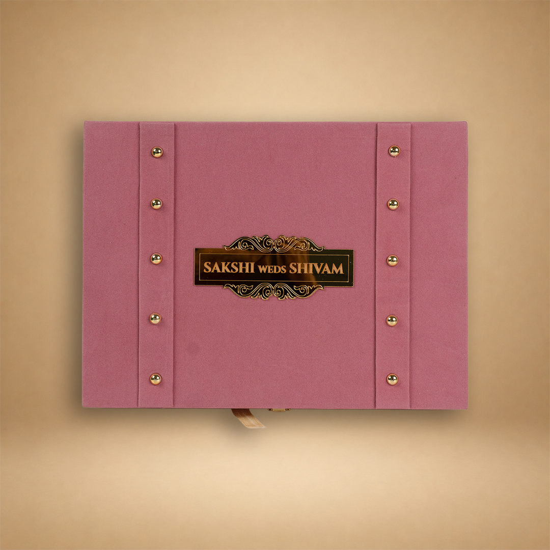 Pink Velvet Luxury Wedding Invitation Box - KSBMD050