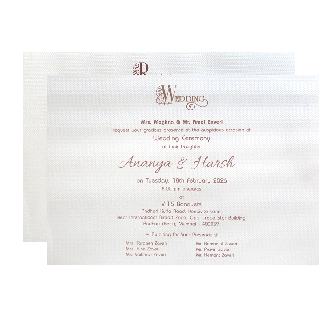 Luxury Grey & Gold Padded Wedding Invitation Card - KMMWD1149