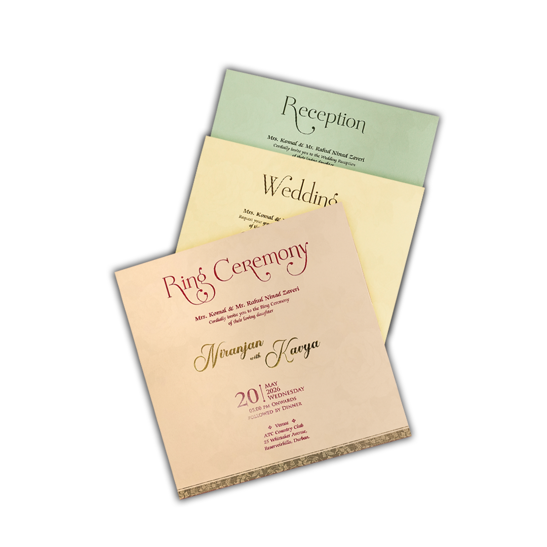 Cream Floral Padded Wedding Card-KSH72670