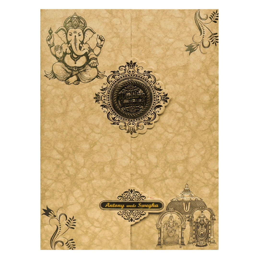 Gold Double Door Folder Wedding Card-KNM2901B