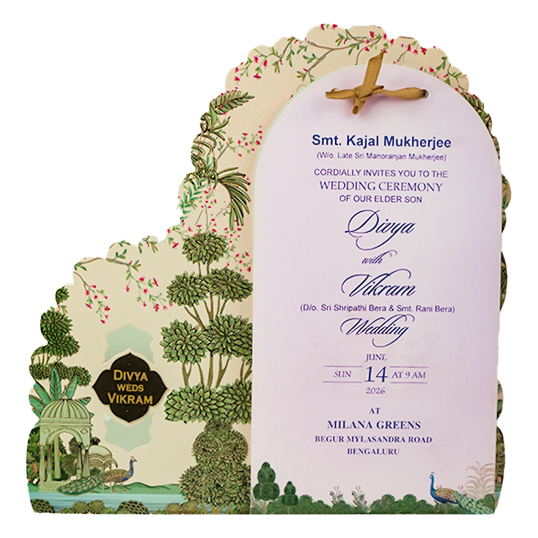 Pink Floral Arch Frame Wedding Card-KNBS3402