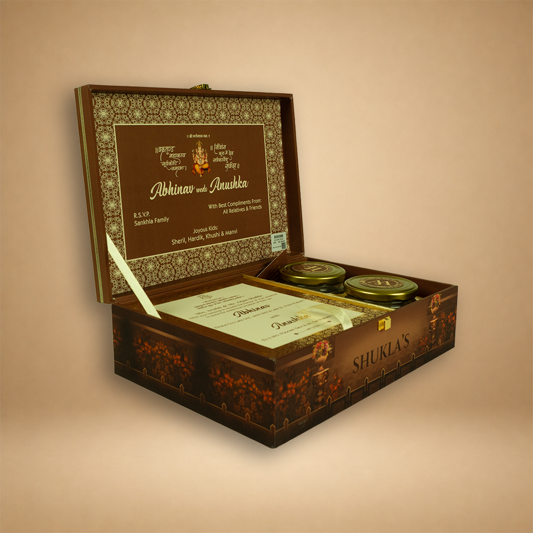 Brown Royal Bride Groom Luxury Box Invitation - KSBMD040