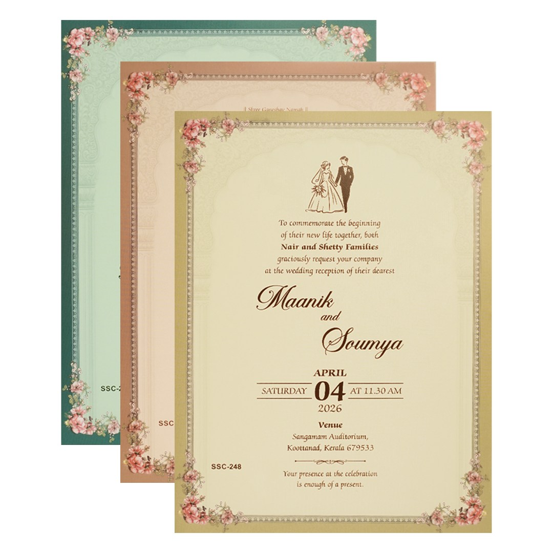 Pink Royal Couple Palace Padded Wedding Card-KSSC2480