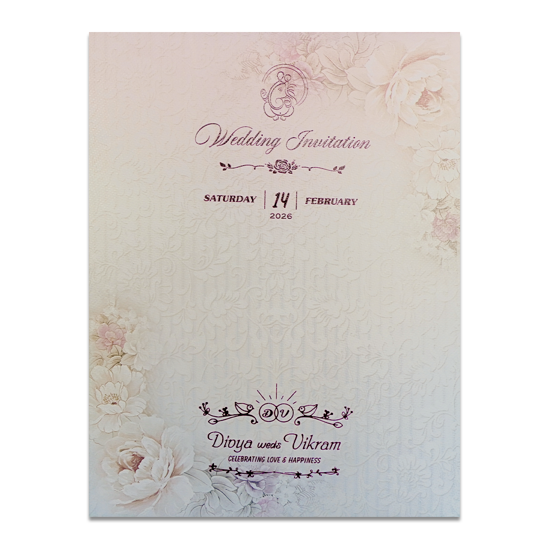 Lavender Paisley Couple Padded Wedding Card-KNKM8201
