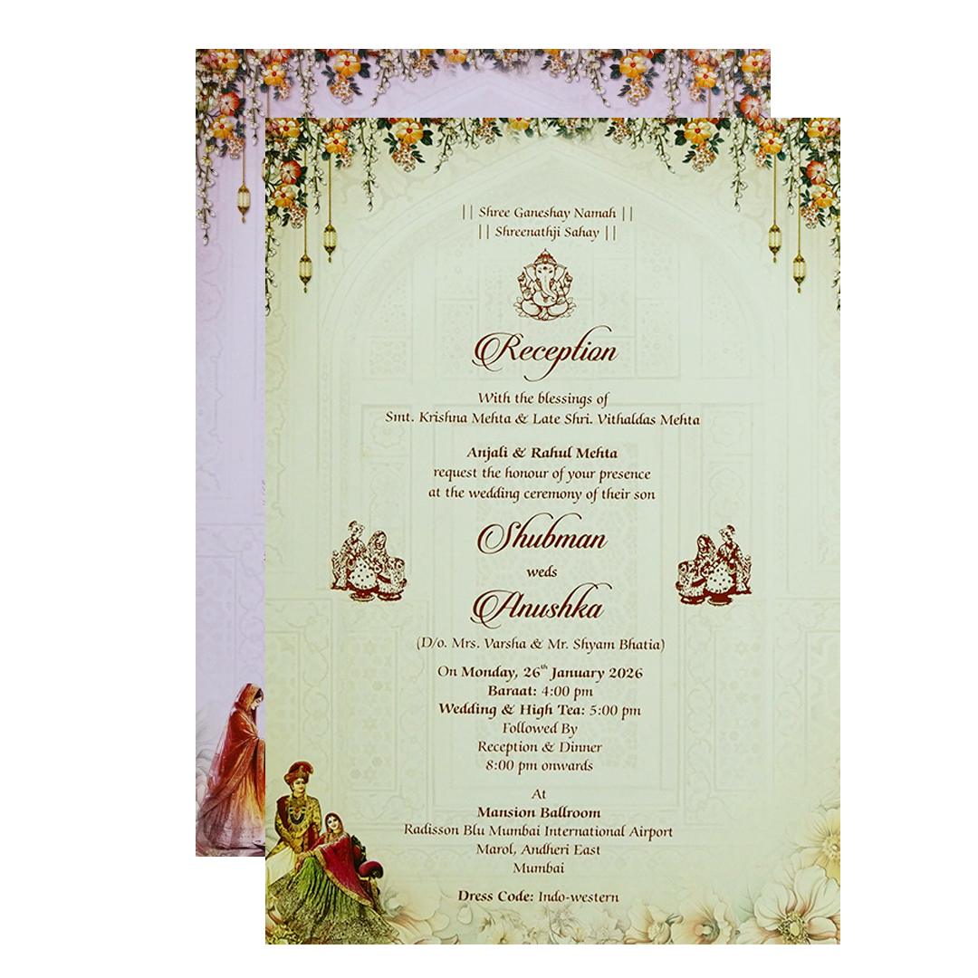 Elegant Blue Doorstyle Wedding Card-KRB09030