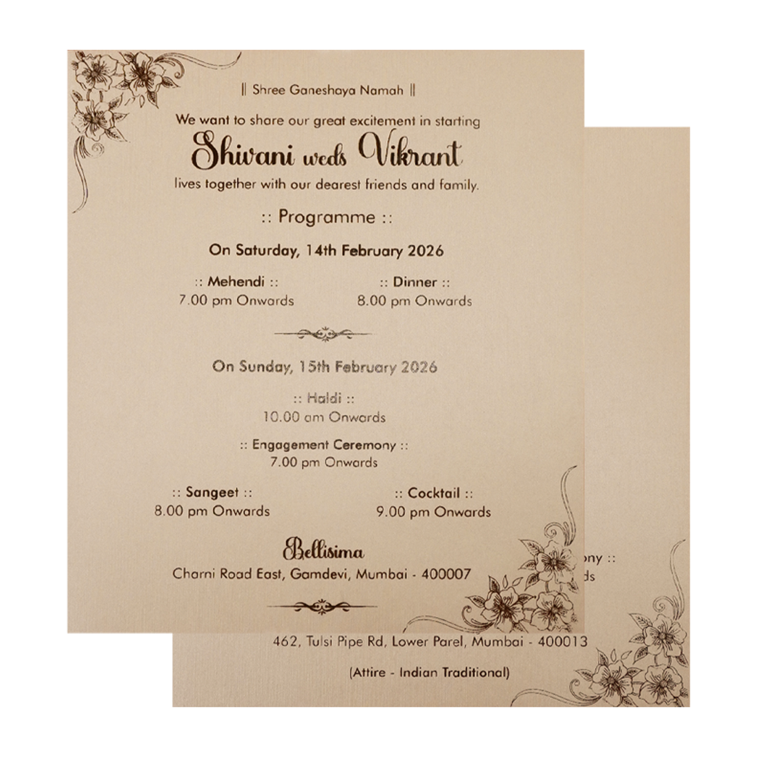 Peach Monogram Padded Wedding Card-KSI64440