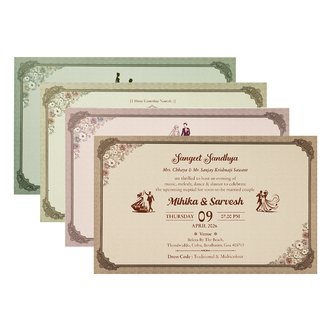 Grey Pastel Floral Padded Wedding Card-KSSC2440