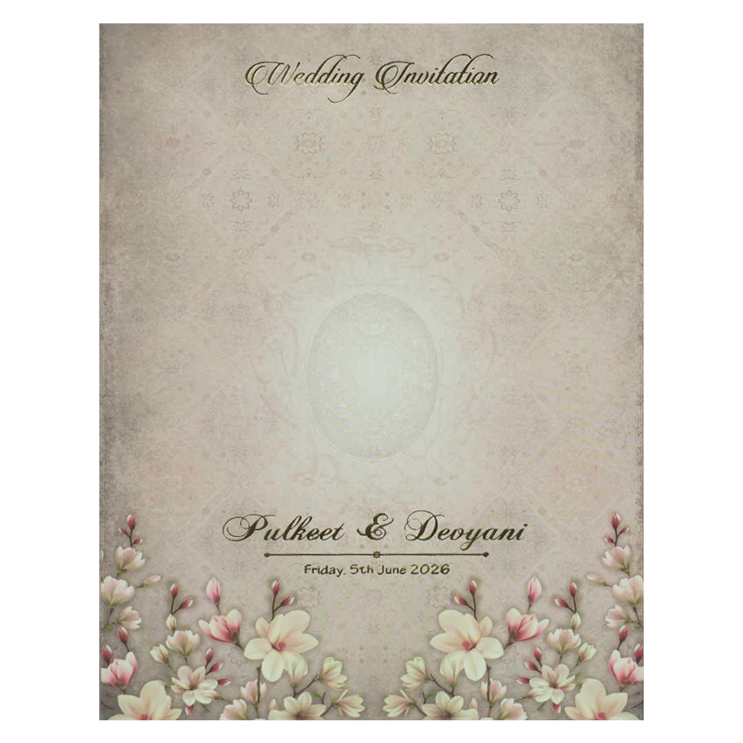 Buy Grey Floral Padded Wedding Card