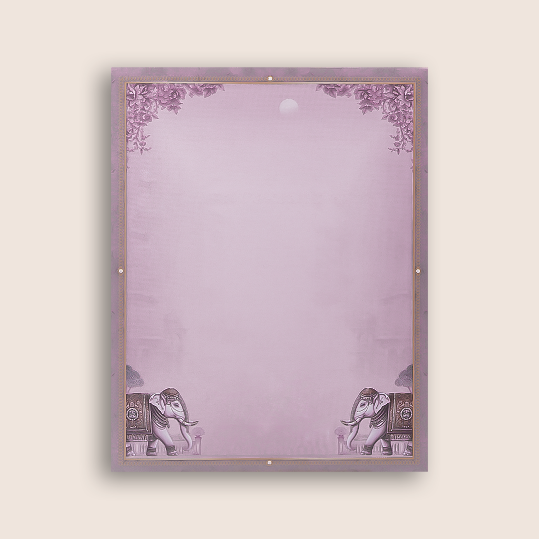 Purple Lord Ganesha Temple Floral Wedding Card - KNKJ1166