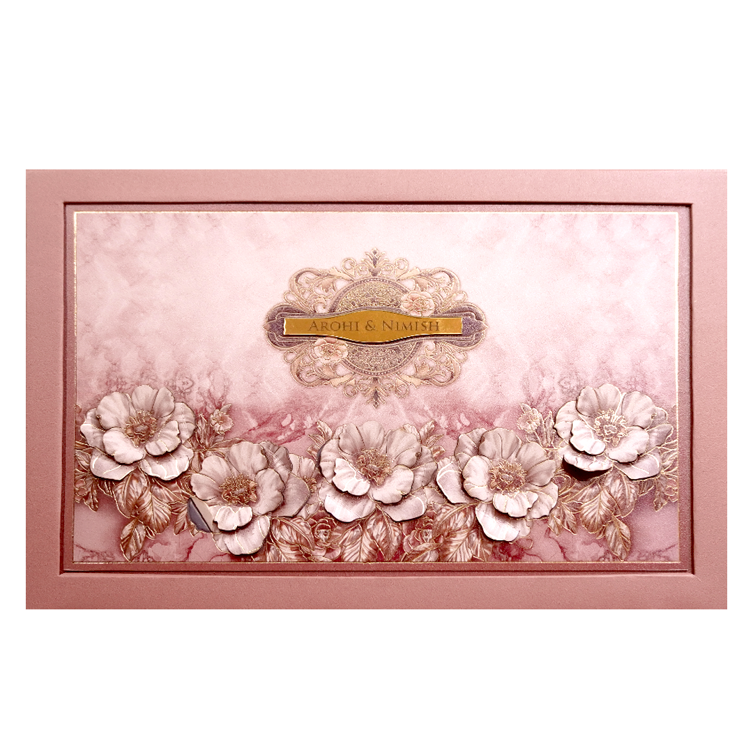 Blush Pink Floral Luxury Wedding Invitation Card-KPR24810