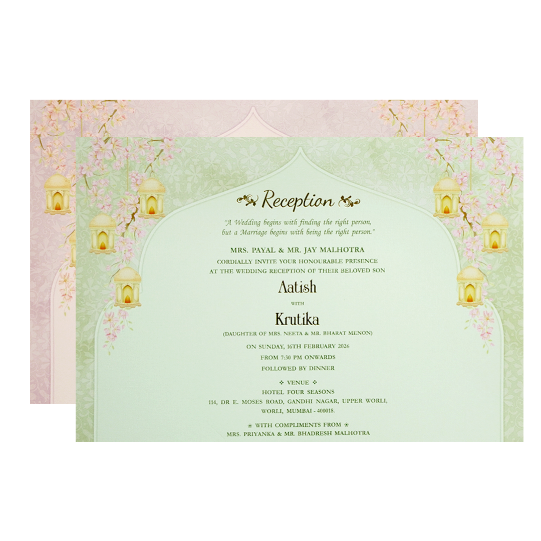 Cream Gold Mandap Floral Padded Wedding Card-KMMWD1146