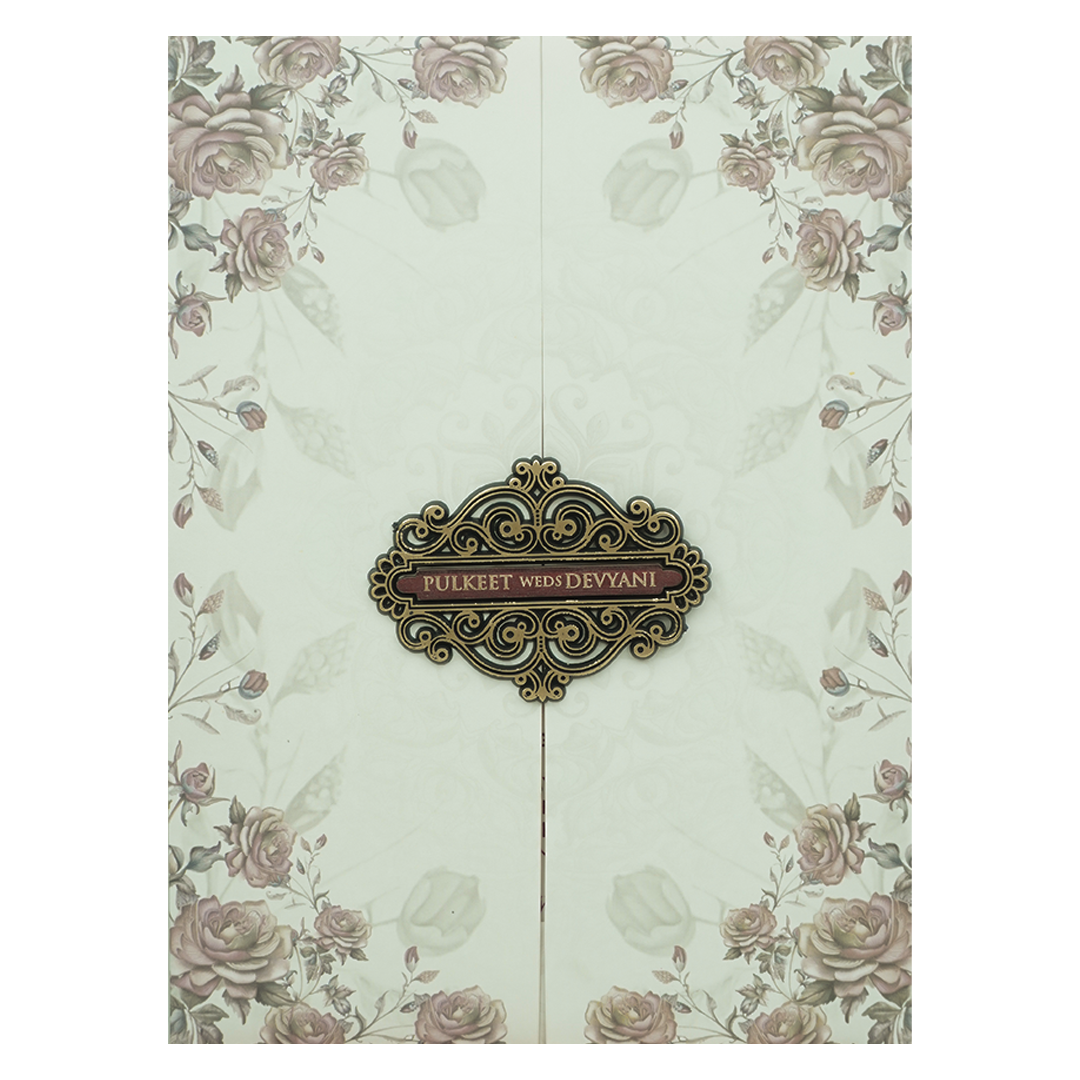 Vintage Green Rose Wedding Card-KJTS1772