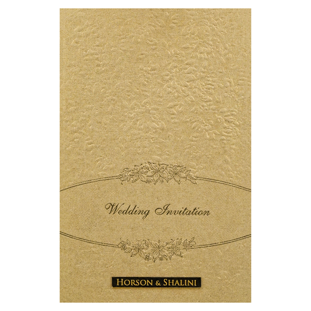 Gold Padded Floral Wedding Card-KNK2702