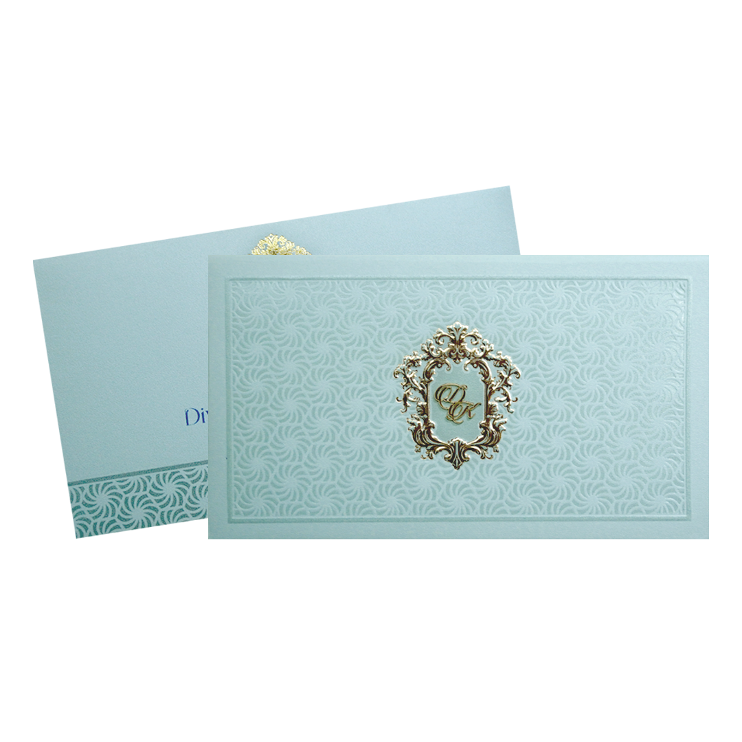 Mint Green Monogram Elegant Wedding Invitation Card-KPR24560
