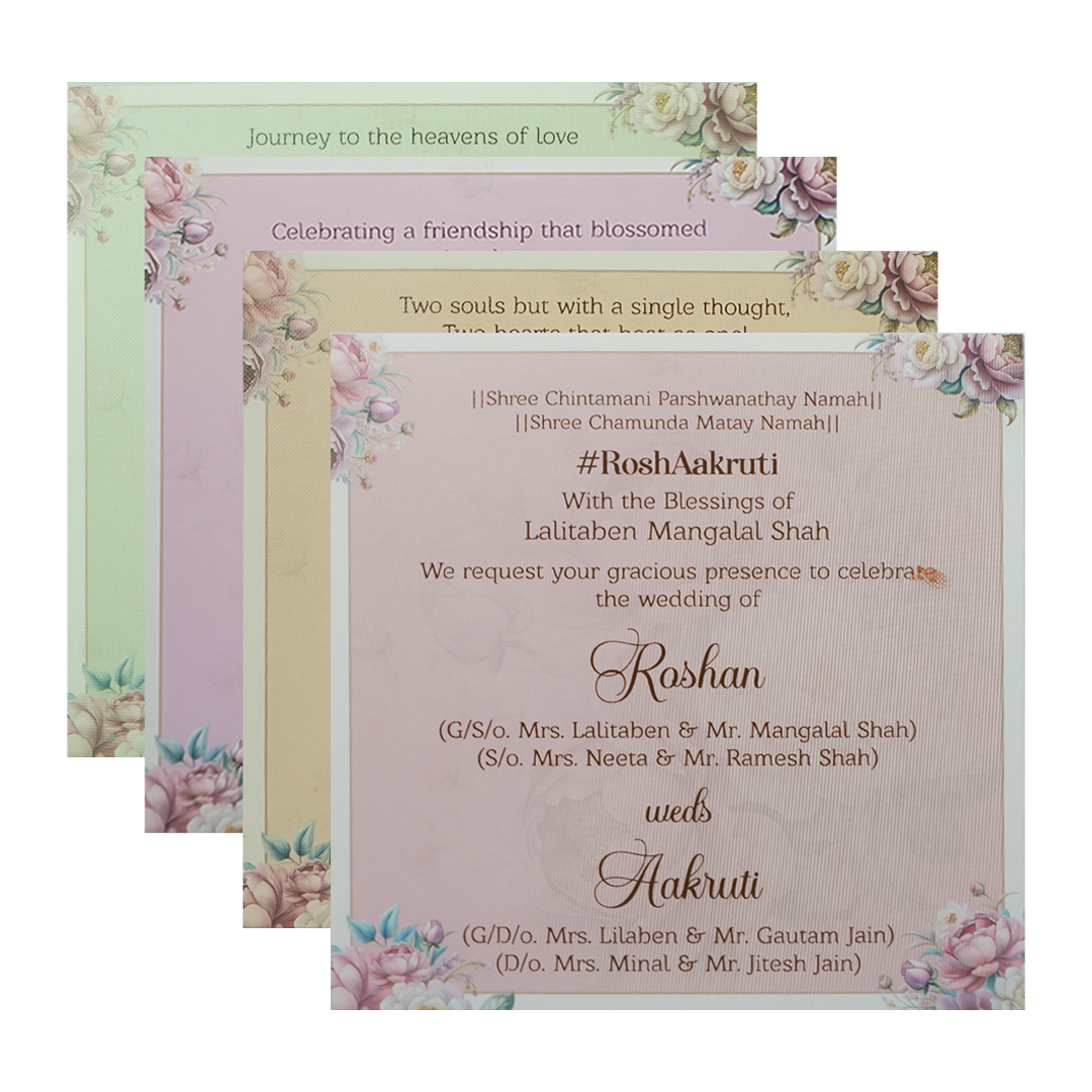 Pink Floral Wedding Invitation Box - KSI64270