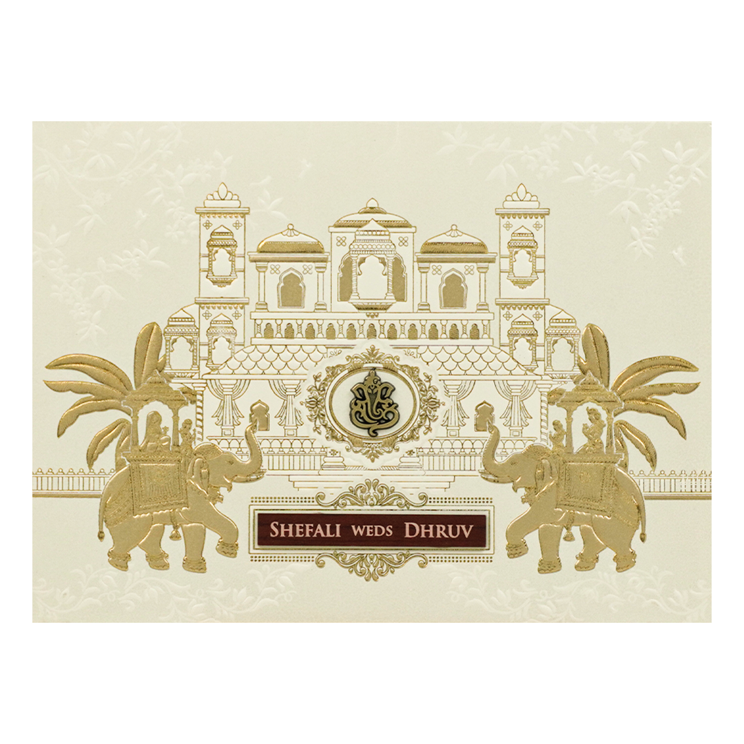White Palace Elephant Wedding Card - KRE28620