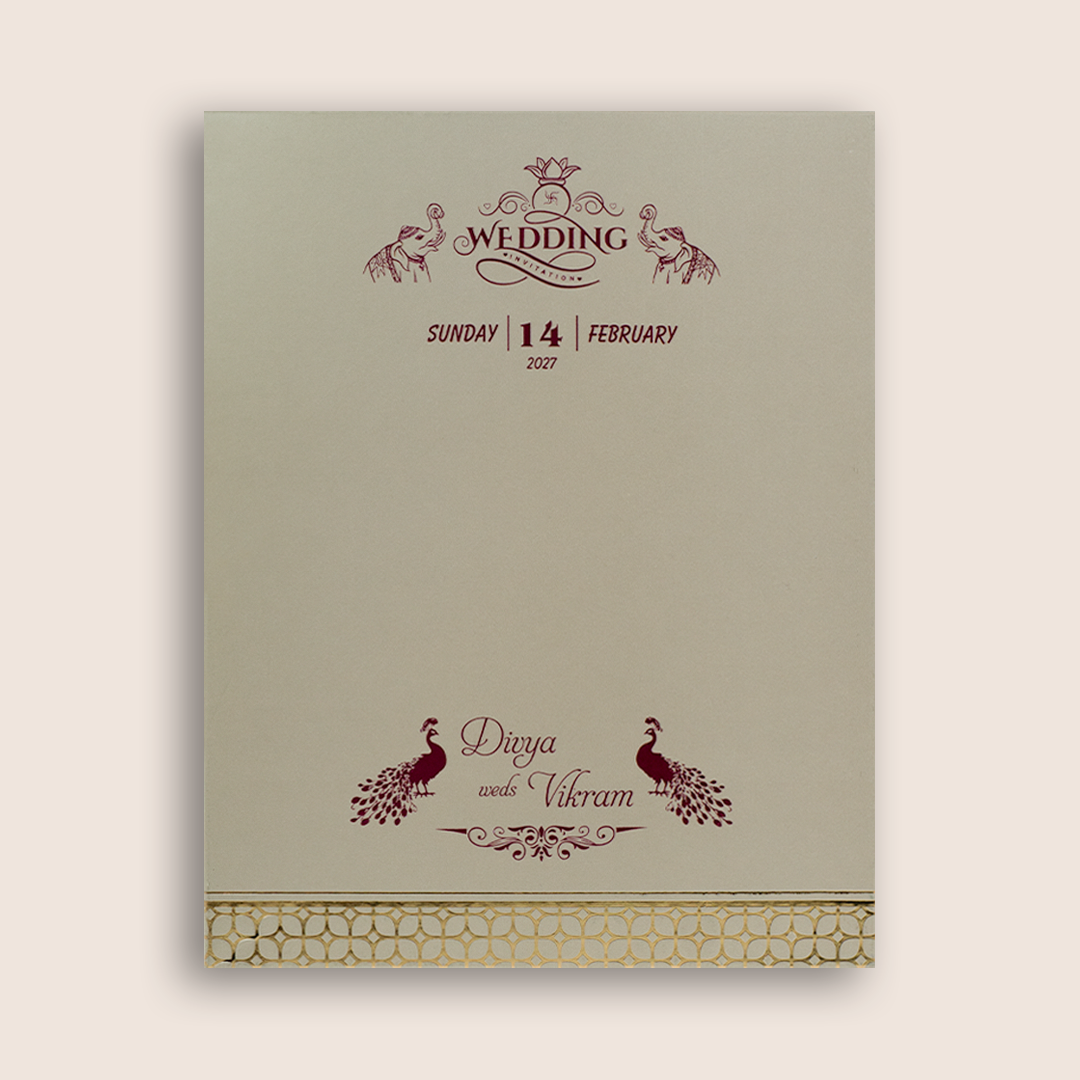 Gold Embossed Door Style Invitation Card-KNK4201B