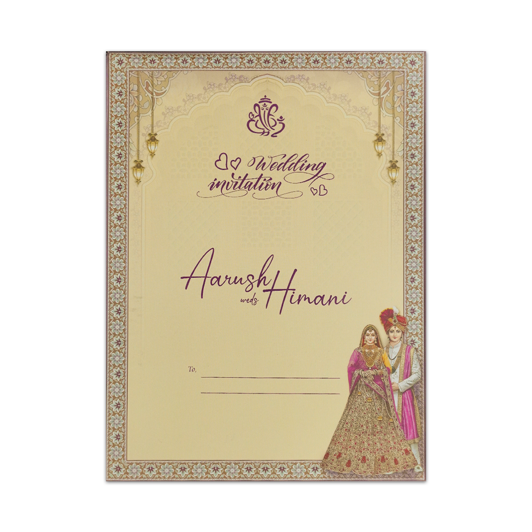 Palace Arch Royal Couple Wedding Card-KSH72380