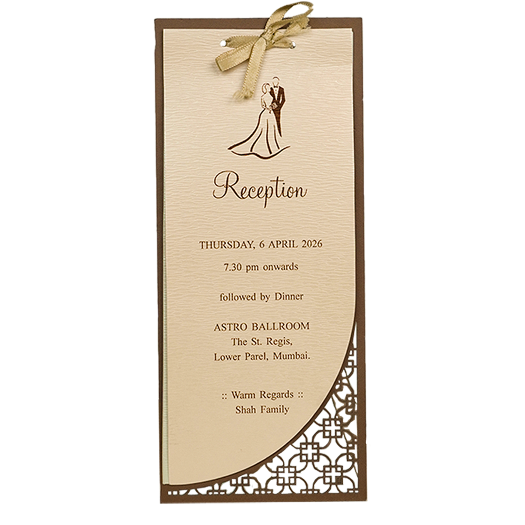 Brown Classic Bride Groom Wedding Card-KRC31370