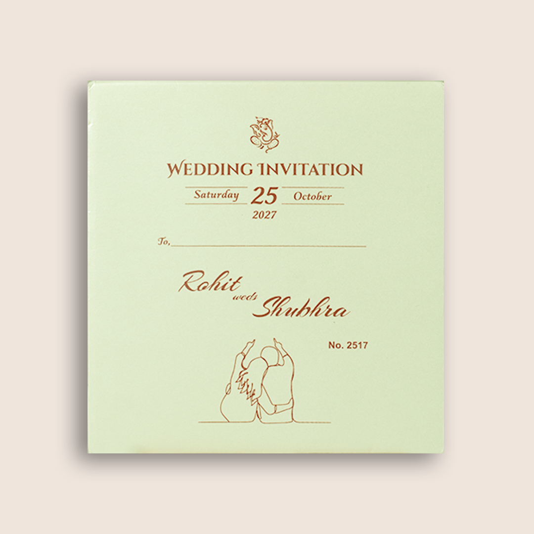 Peach Floral Designer Open Cut Invitation Card - KJP25170