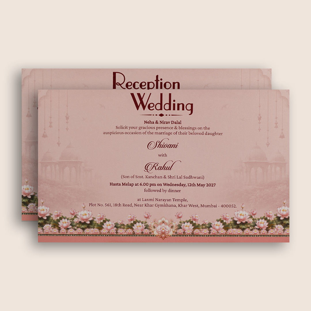 Pink Embossed Floral Invitation Card - KPR07110