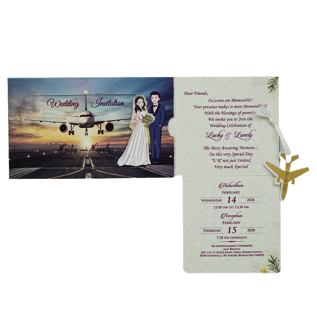Blue Bride Groom Slide Invitation Card-KNKRL001