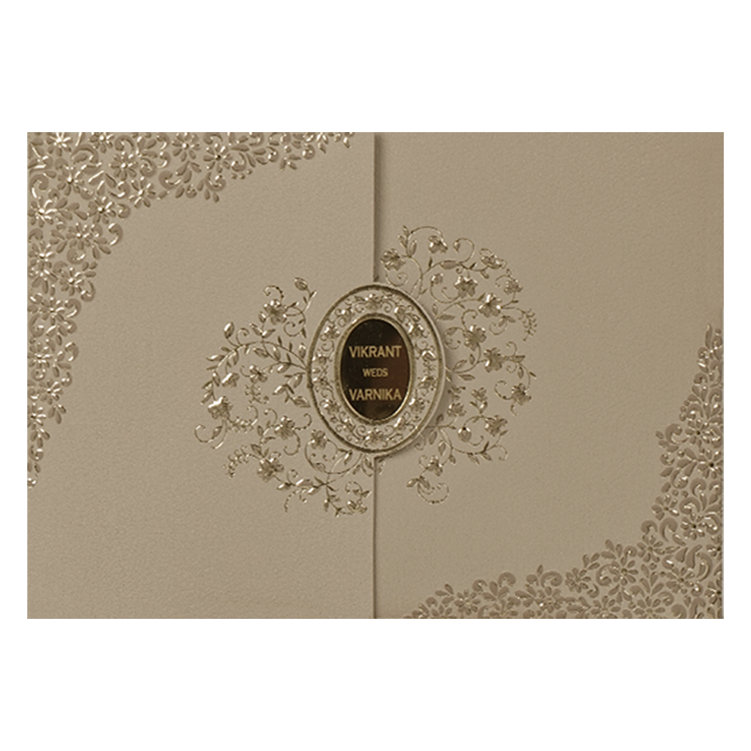 Pink Gold Ornate Floral Wedding Card-KSI64780