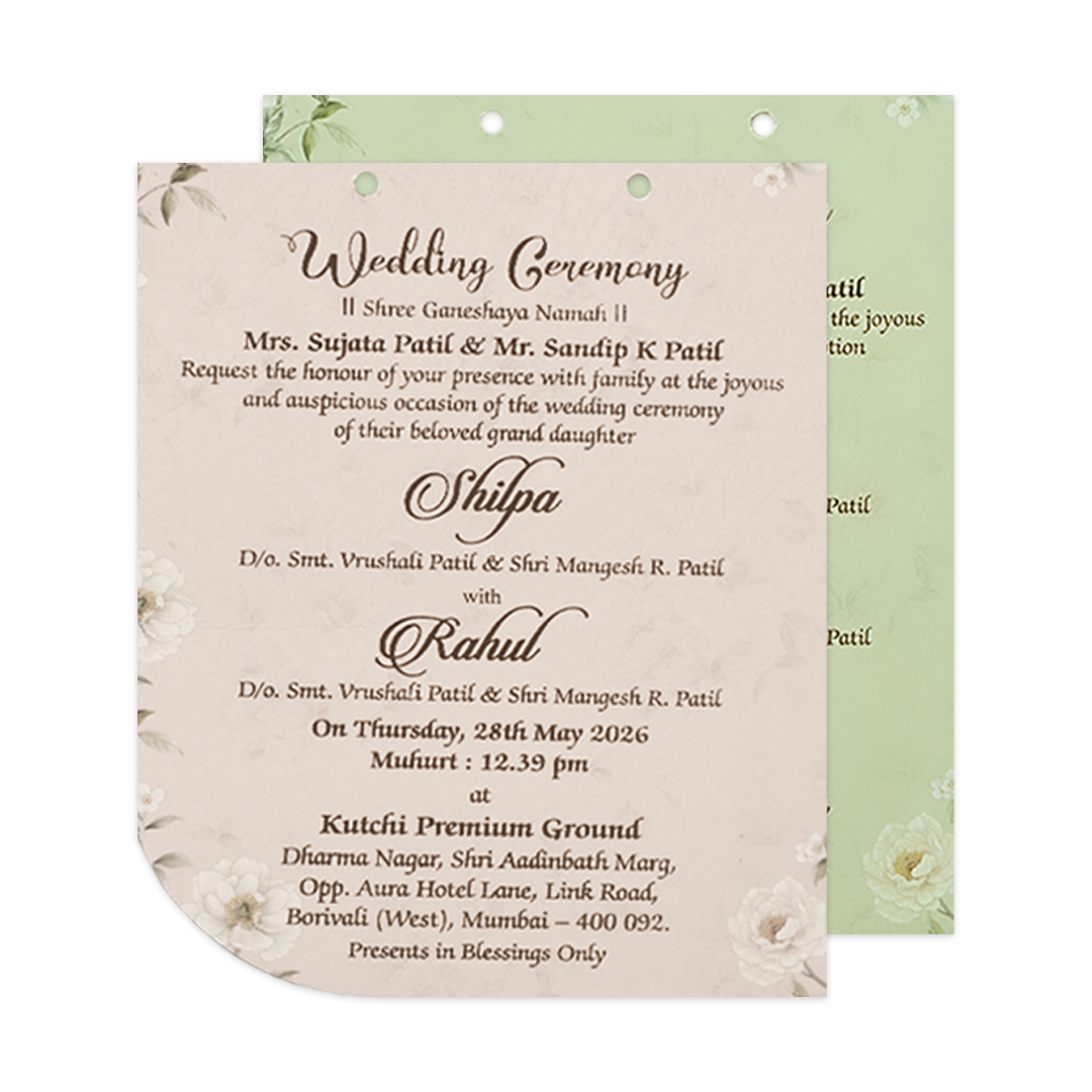 Grey Laser Cut Floral Wedding Card-KRE27280
