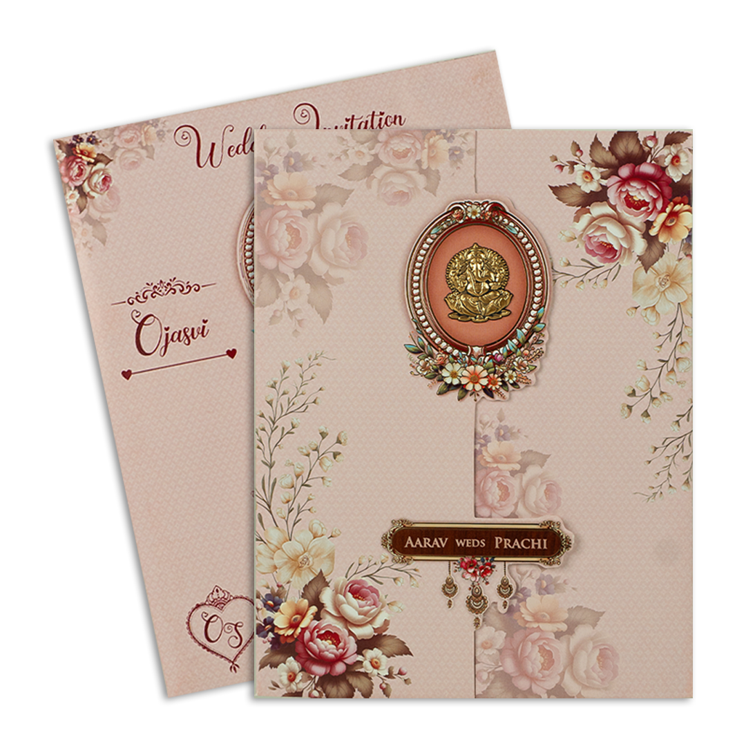 Pink Floral Door Style Wedding Invitation - KSH73470