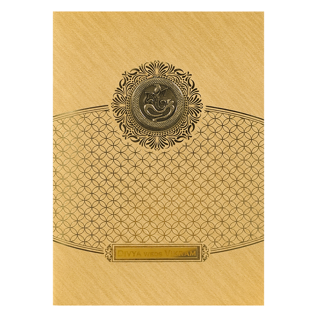 Gold Foiled Simple Wedding Card-KNCM044G