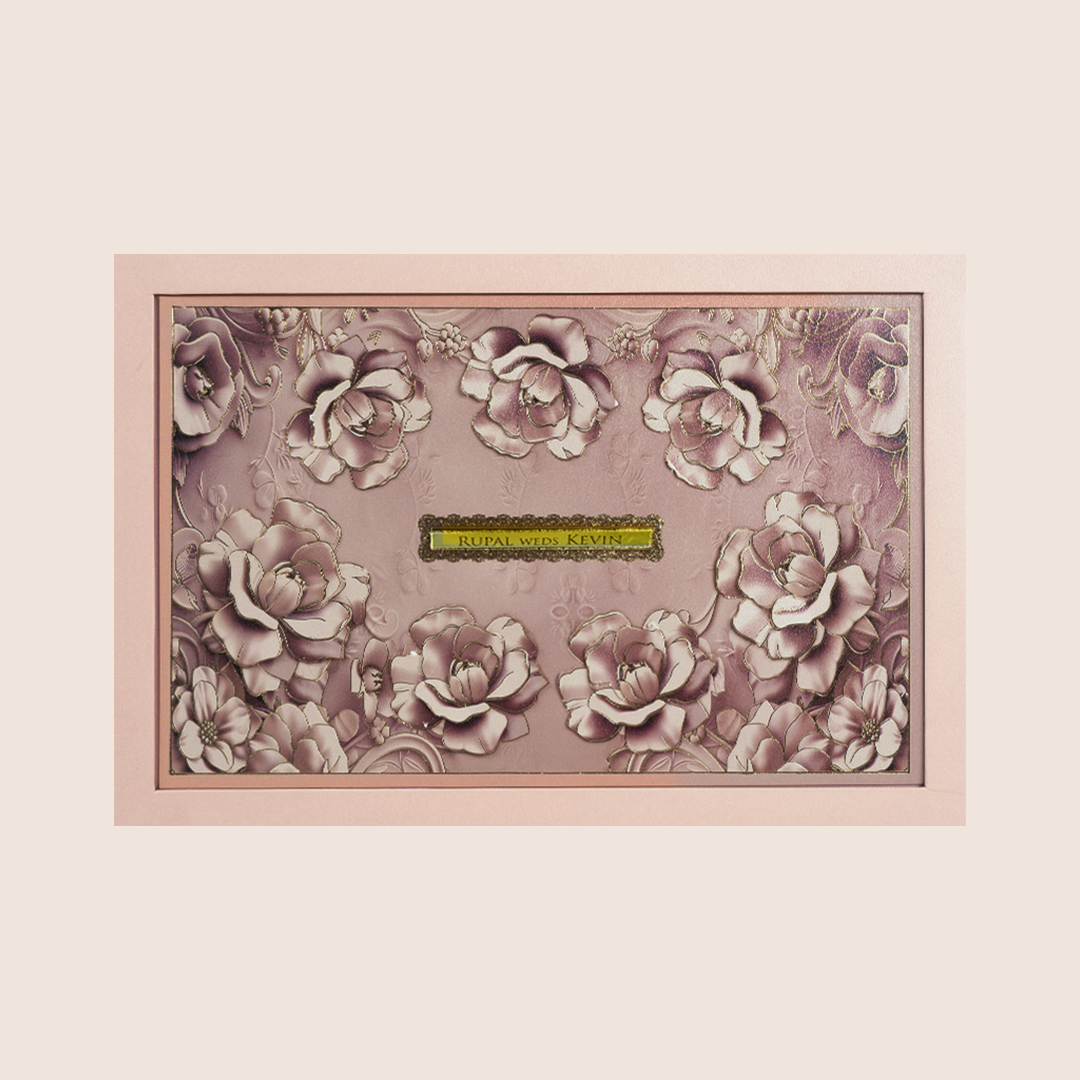 Pale Pink Laser Cut Padded Wedding Card - KPR024840