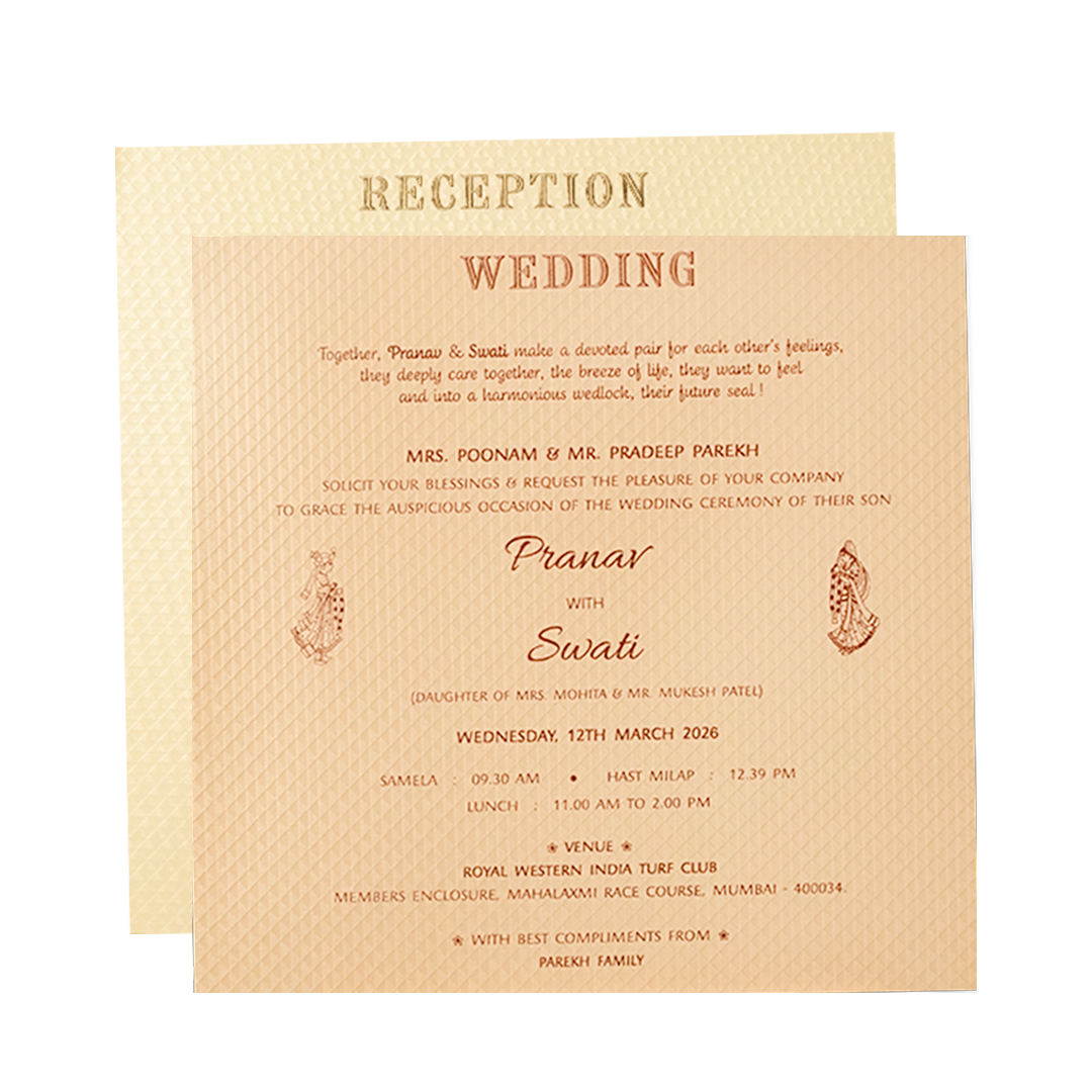 Buy Luxury Gold Square Padded Wedding Card