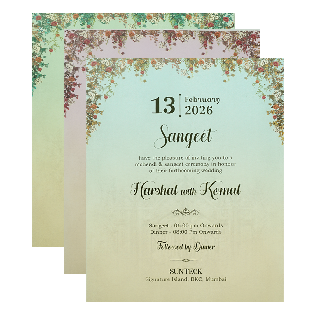 Blue Palace Floral Wedding Invitation Box -KSI63990