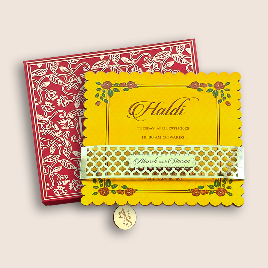 Maroon Premium Floral Luxury Invitation Box - KNLW202557