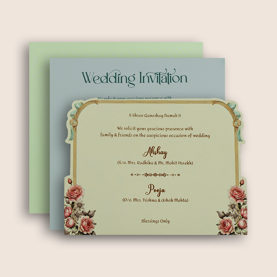 Grey Embossed Floral Padded Marriage Card - KPR026080
