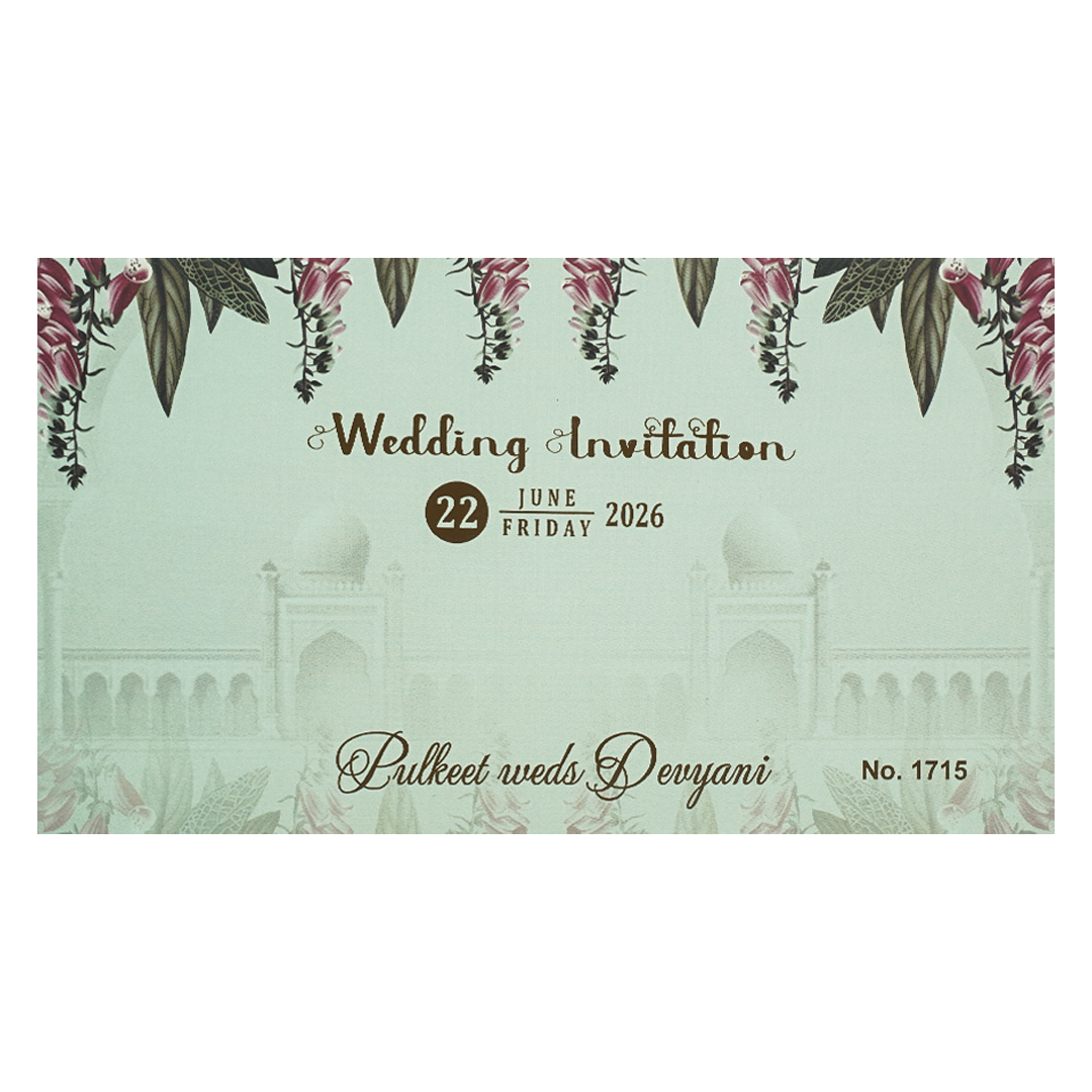 BlueTaj Mahal Floral Padded Wedding Card-KJTS1715
