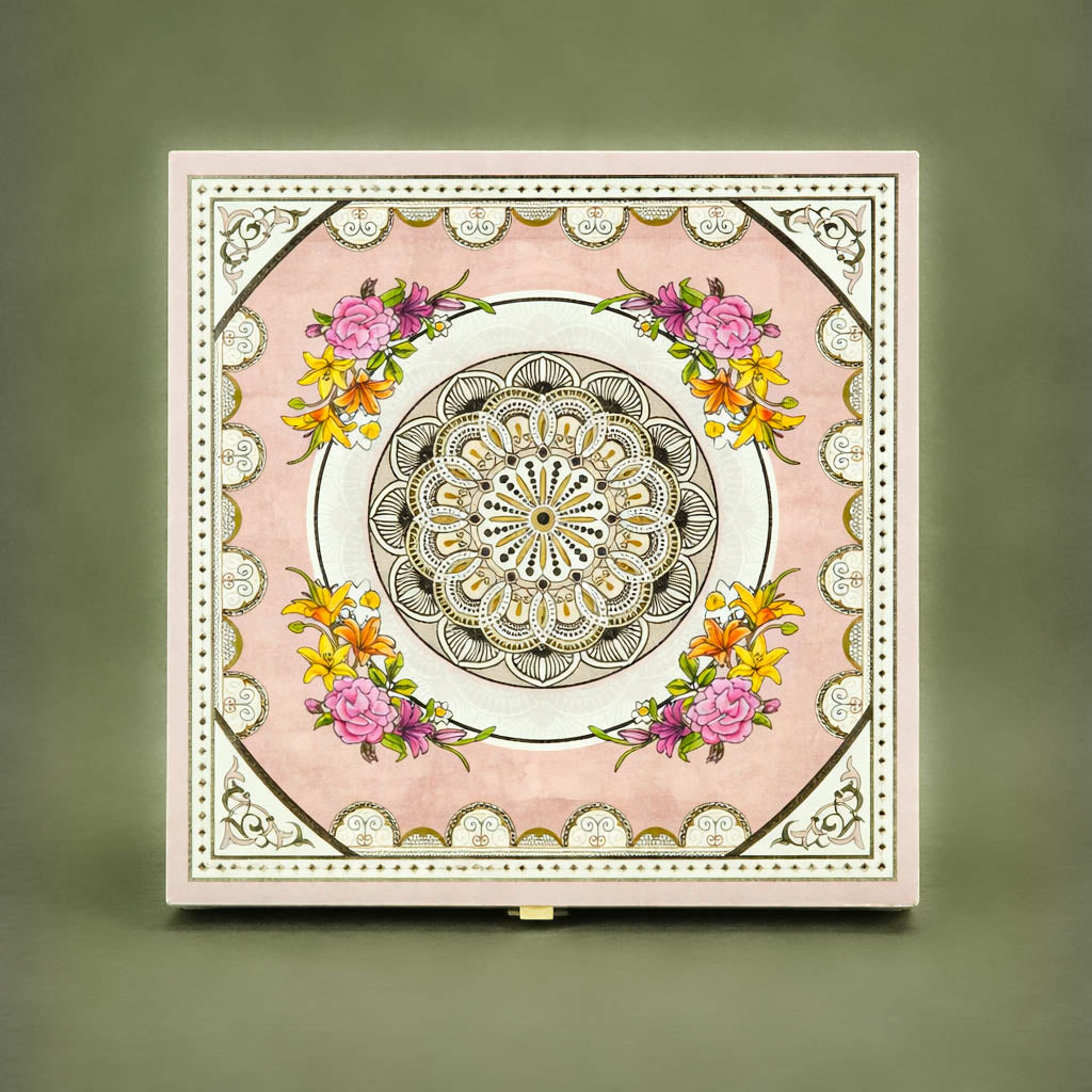 Pastel Peach Mandala Luxury Sweet Jar Box-KBX10105