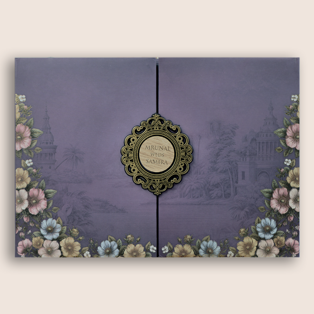 Purple Door Style Floral Wedding Card - KVN07860