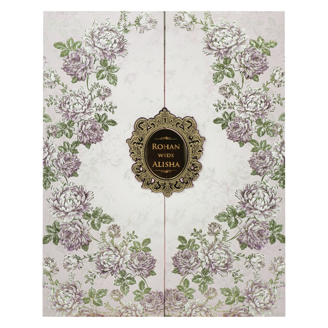 Pastel Pink Floral Padded Wedding Card-KFR15340