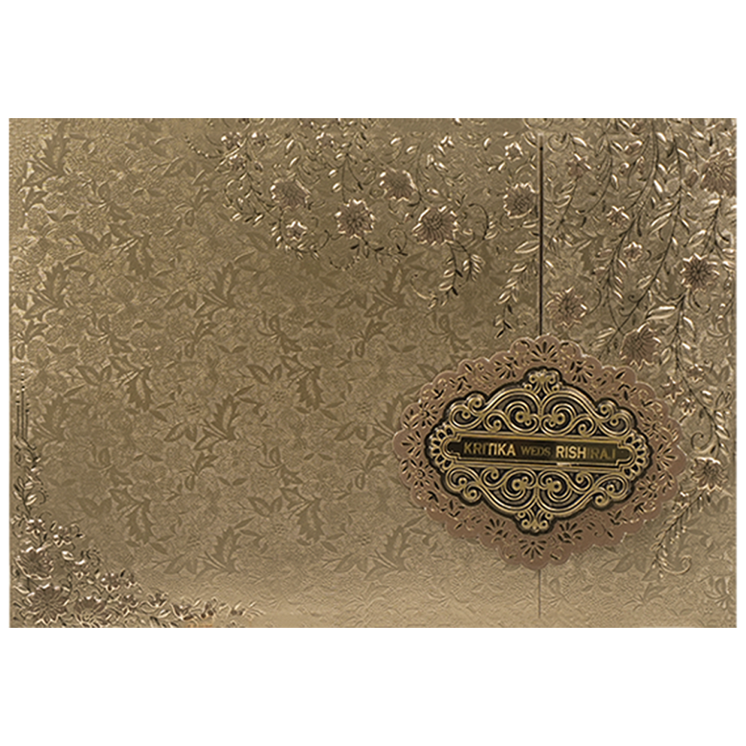 Gold Floral Ornate Wedding Card-KSI64750