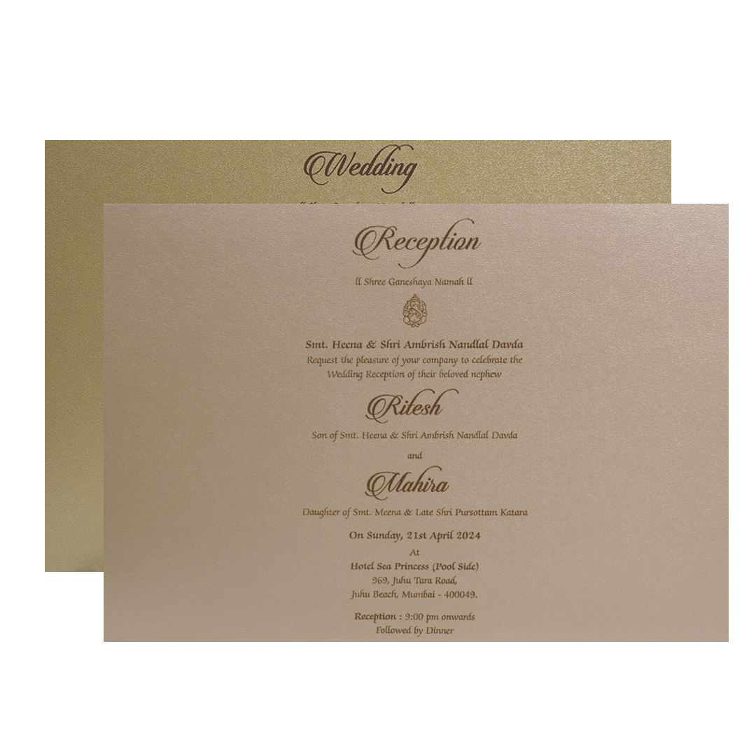 Royal Blue Gold Floral Padded Wedding Card - KMMWD1152