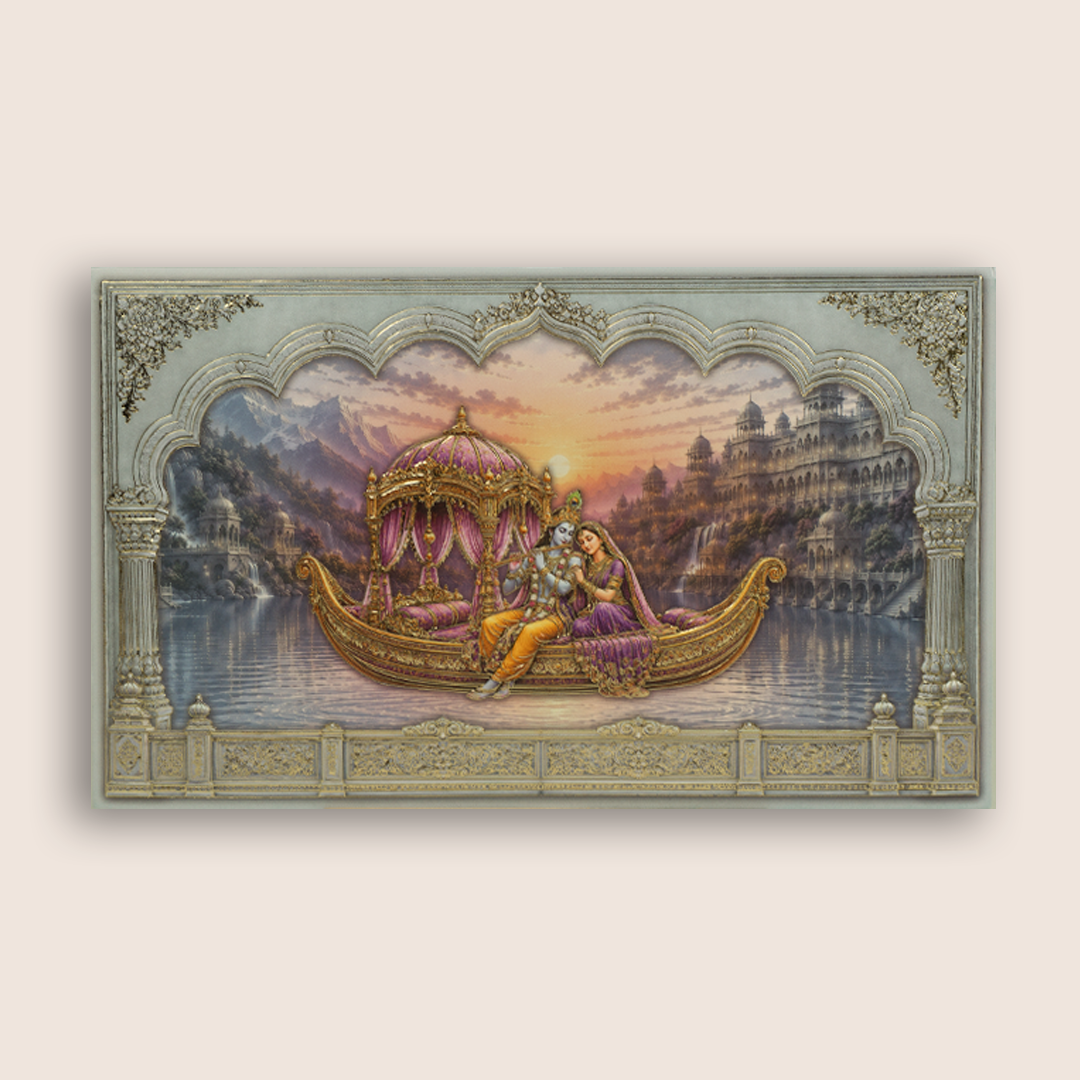 Blue Lord Radha Krishna Wedding Card - KPR07020