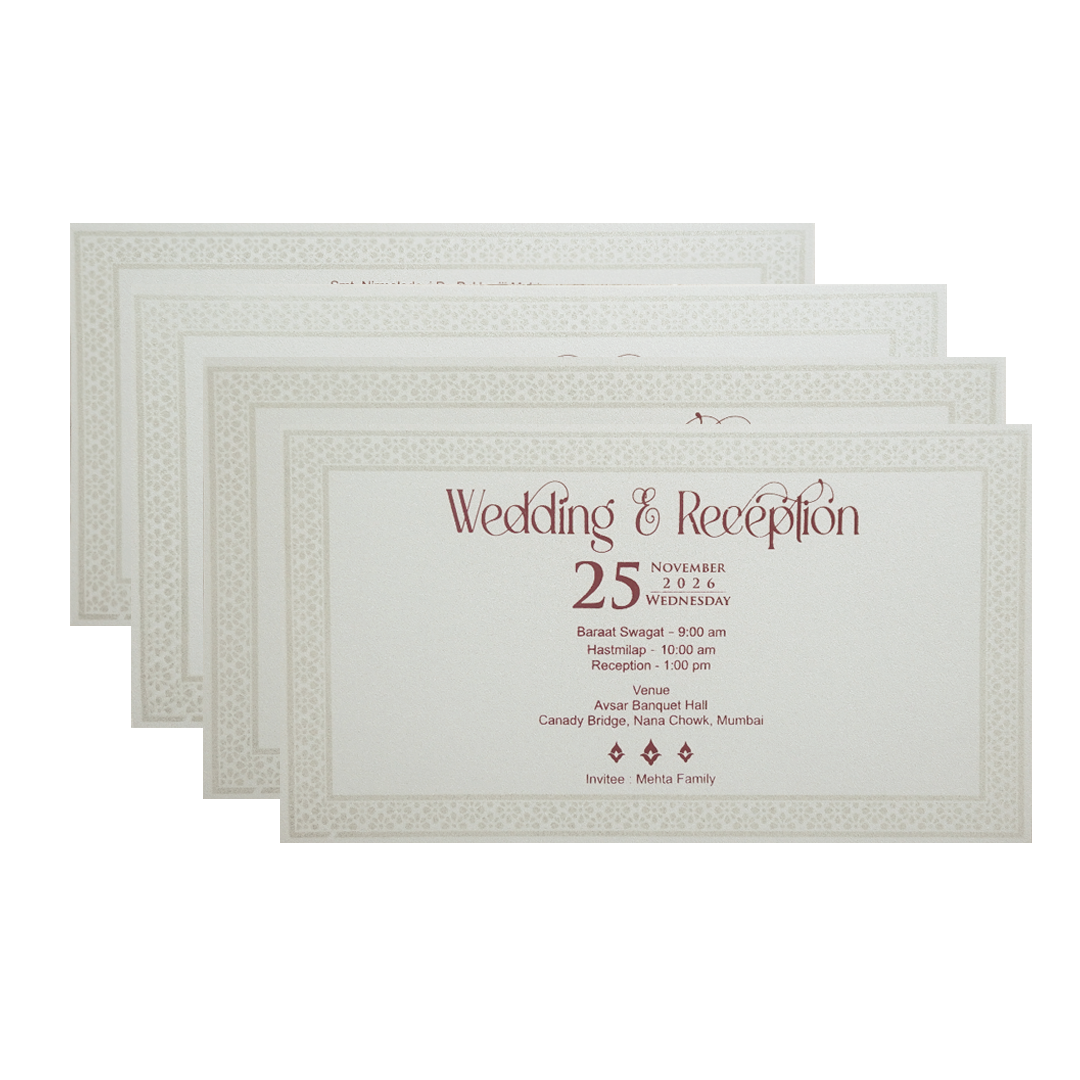 Ivory Lotus Gold Foil Luxury Wedding Invitation Card-KPR24600