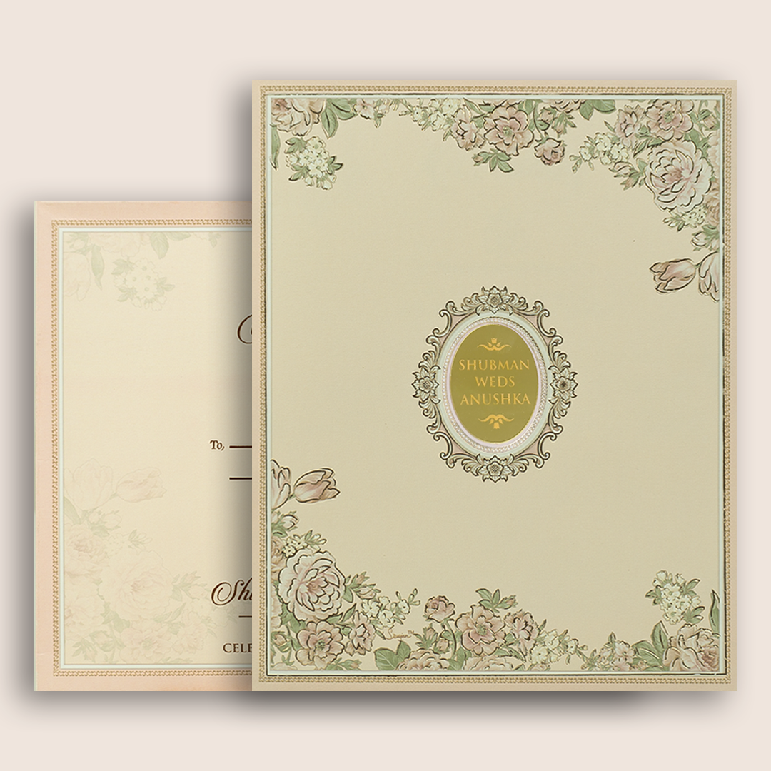 Peach Rose Floral Wedding Card - KRB54210