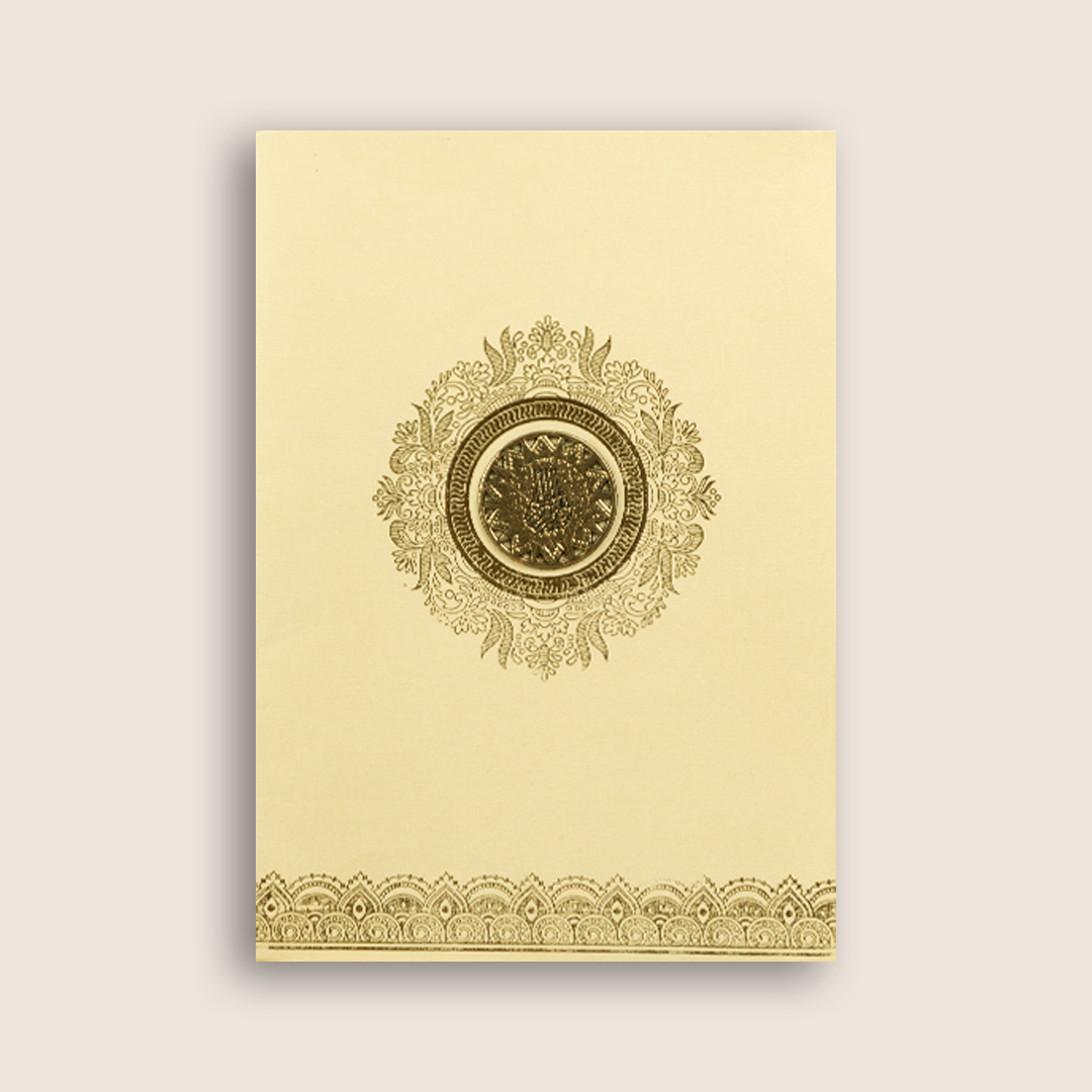 Cream Gold Floral Wedding Card - KNCM16CG