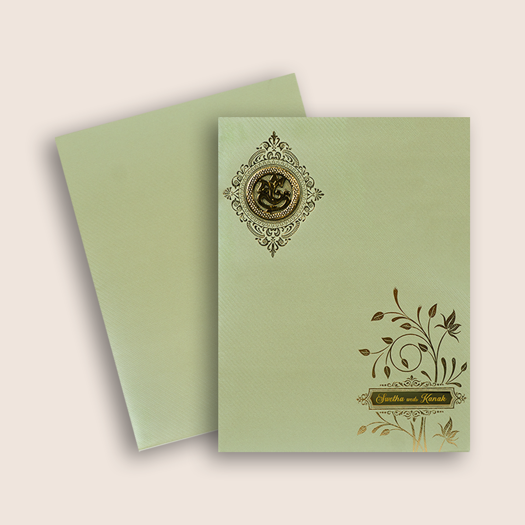 Light Olive Green Wedding Card - KNKGN5026