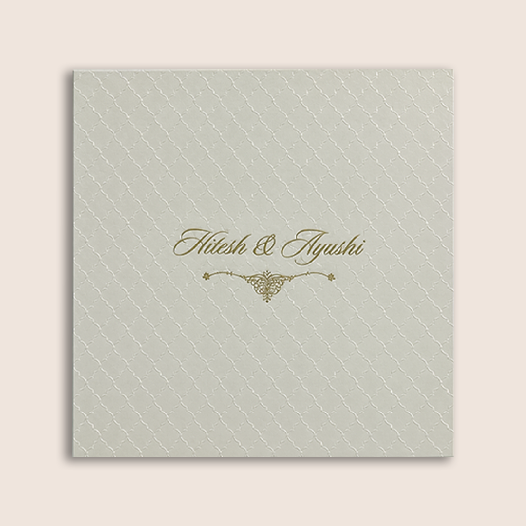 White Floral Padded Wedding Invitation Card - KPR020120