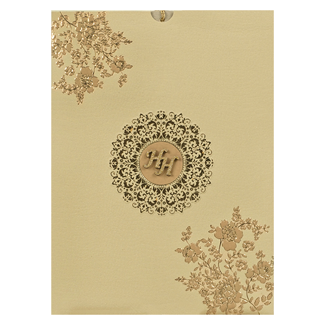 Cream Pink Floral Wedding Card-KSI64860
