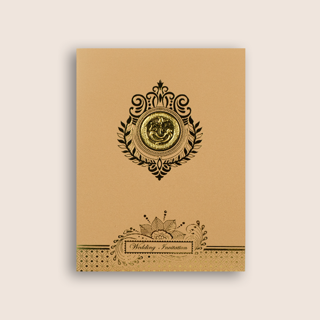 Warm Beige Floral Wedding Invitation Card - KNRR7073B