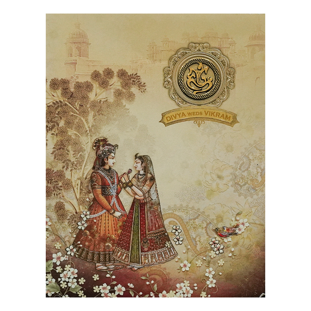 Royal Ganesha Couple Wedding Card-KNKJ1123